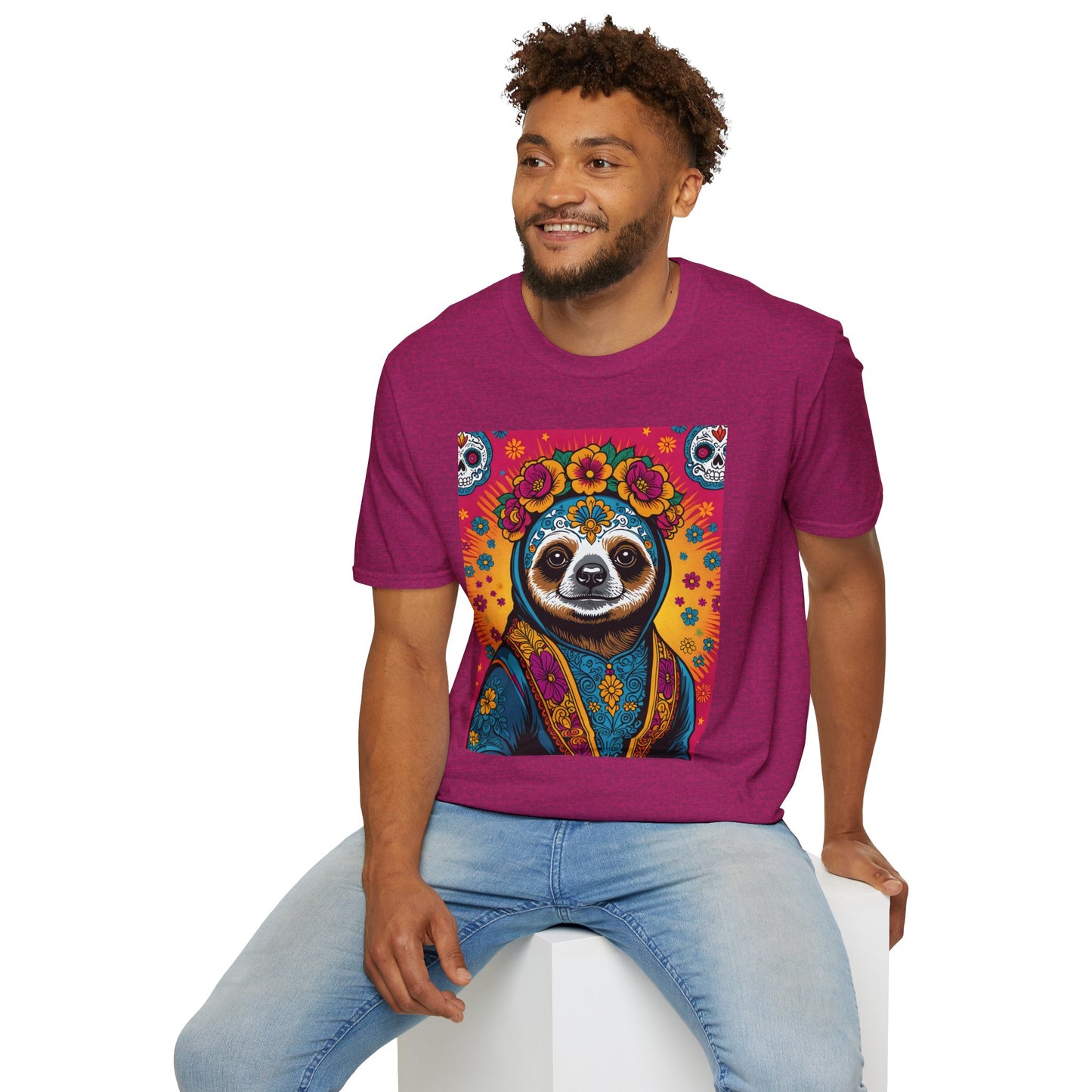 Boho Sloth T Shirt Trippy Animal Graphic Tee Colorful Festival Top Gift for Sloth Lovers