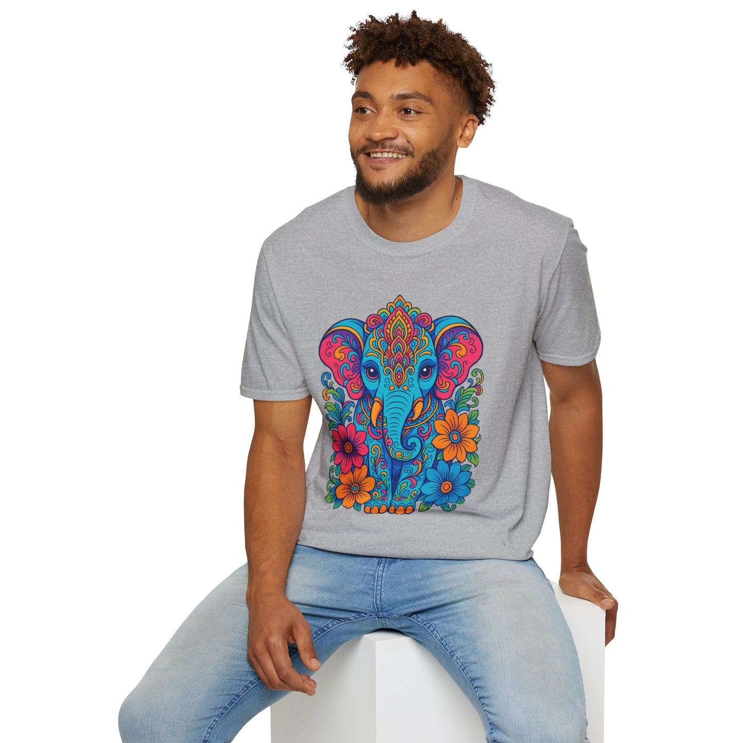 Colorful Elephant Shirt Trippy Boho Floral Art Tee Gift for Yoga Lovers Psychedelic Animal Fans and Free Spirits Who Rock Vibrant Festival Style