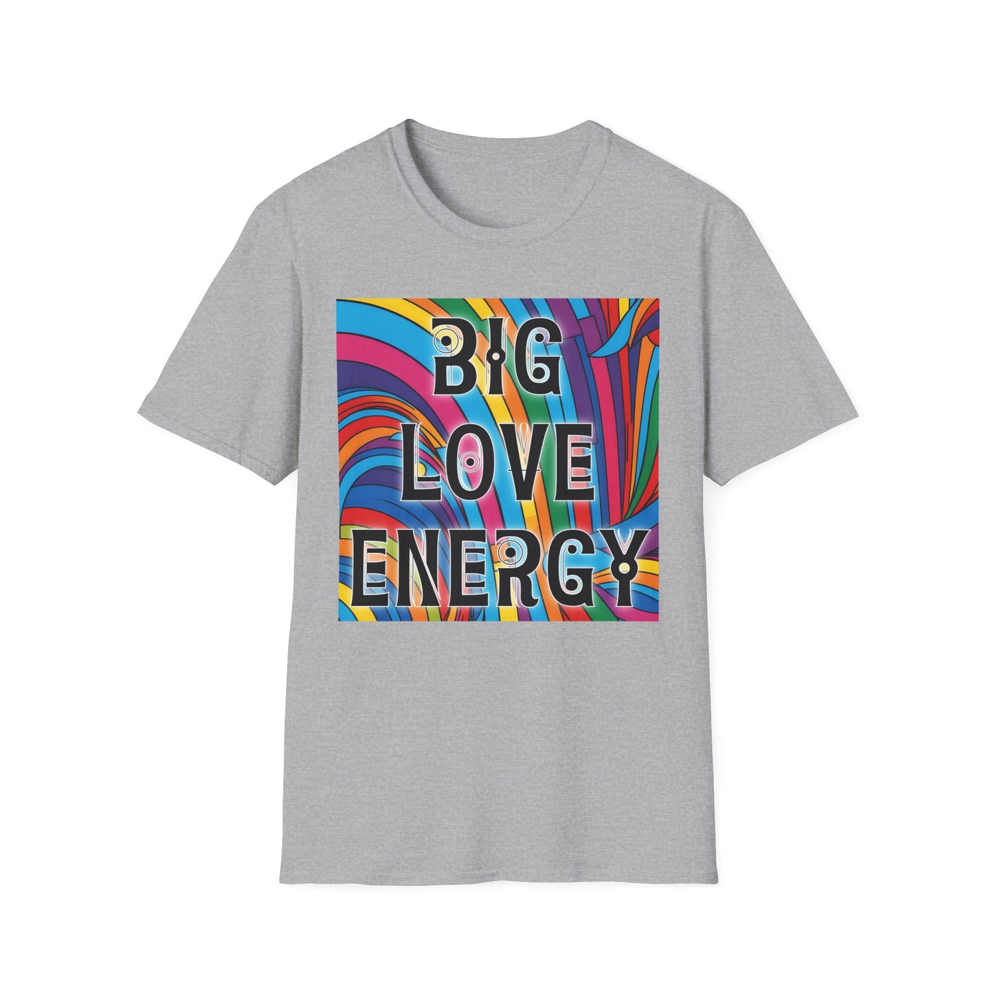 Big Love Energy Shirt – Colorful Retro Pride Rainbow Tee with Bold Positive Message – Gift for Optimists, LGBTQ Friends, and Love-First People