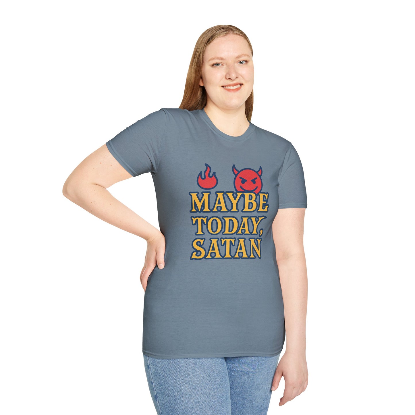 Maybe Today Satan Shirt – Funny Sarcastic Devil Tee | Bold Anti-Motivation Graphic | Snarky Spiritual Humor Shirt | Clancy Tees Original