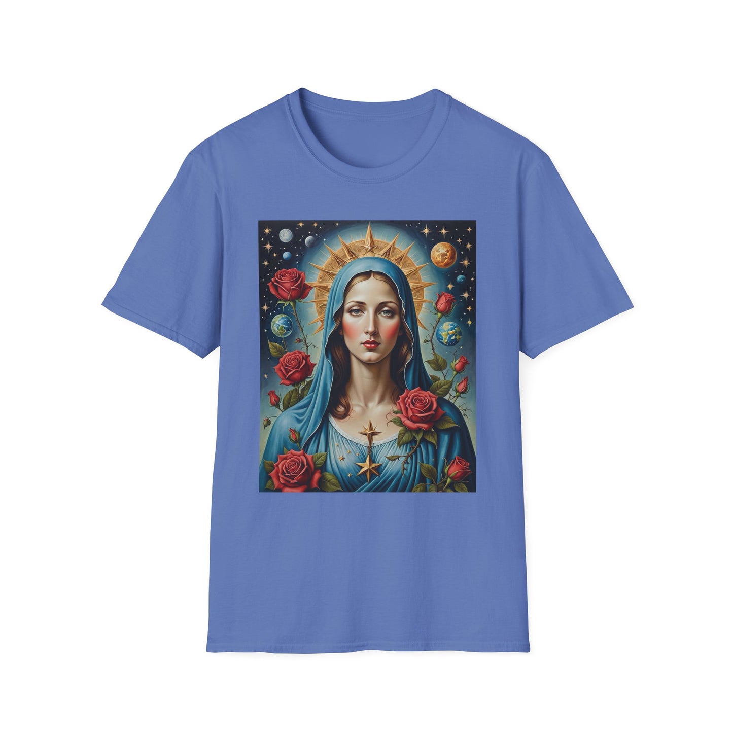 Artistic Virgin Mary T-Shirt, Vintage Graphic Tee, Religious Shirt, Christian Gift, Casual Wear