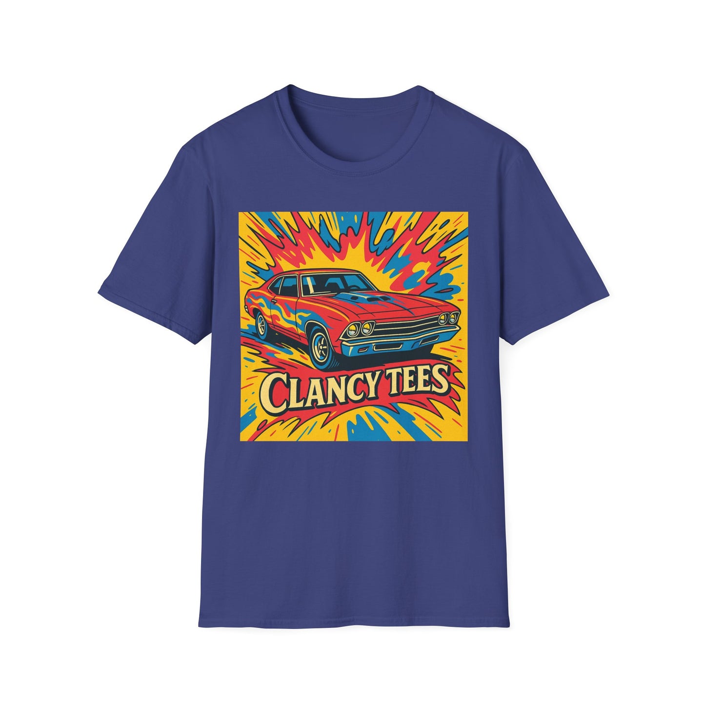 Muscle Car Graphic Tee with Retro Flames | Vintage Car Lover T-Shirt | Gift for Gearheads & Classic Ride Fans | Bold Hot Rod Shirt