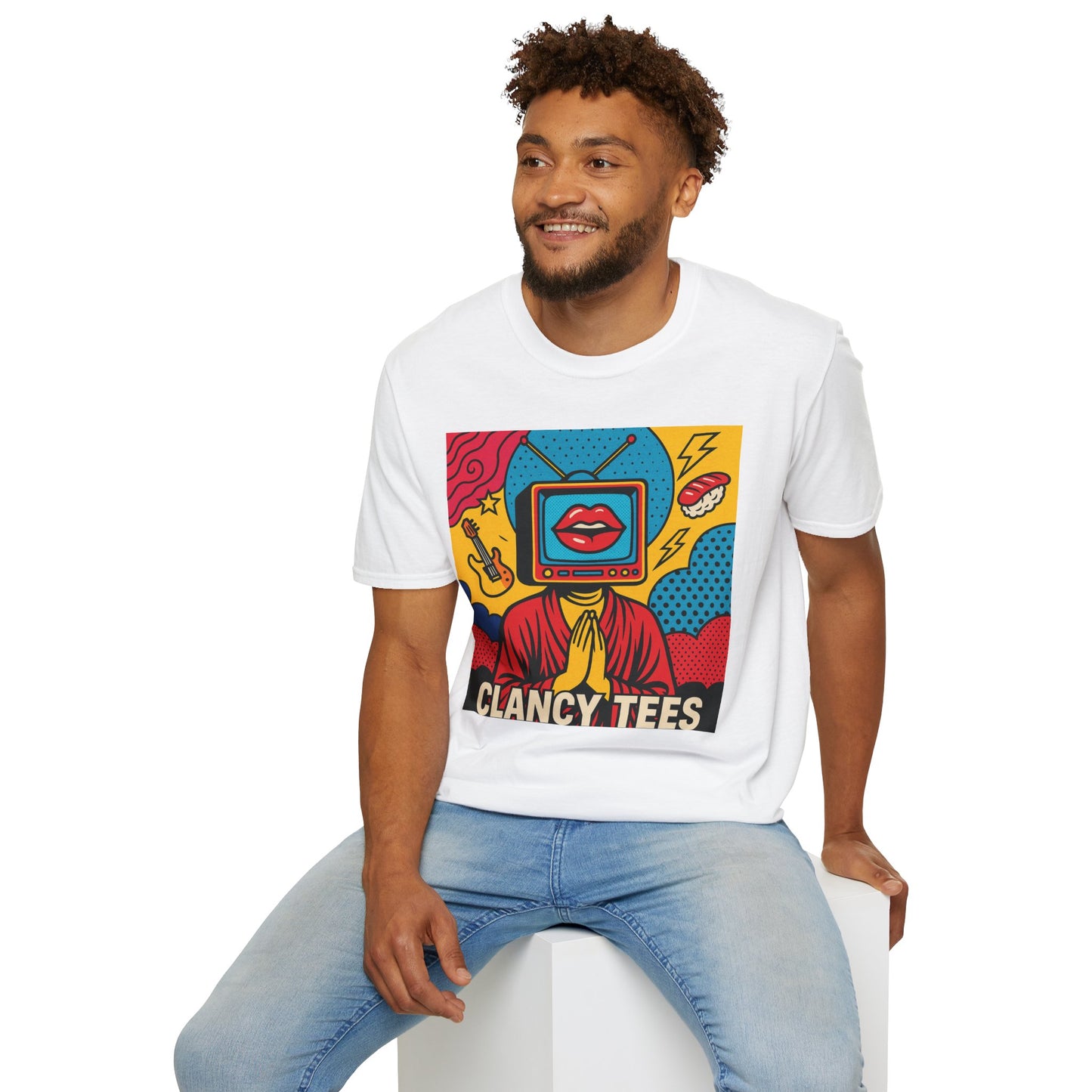 Pop Art TV Head T Shirt for Creatives Graphic Tee for Artists Gift for Surreal Art Lovers Unisex Visual Commentary Shirt