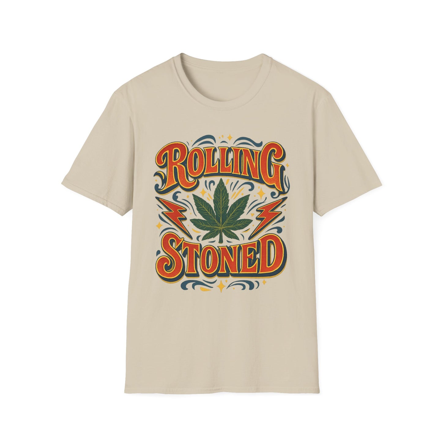 Rolling Stoned Weed Shirt – Funny Cannabis Leaf Tee – Gift for Potheads, 420 Smokers, Stoner Music Fans, and Chill Marijuana Enthusiasts