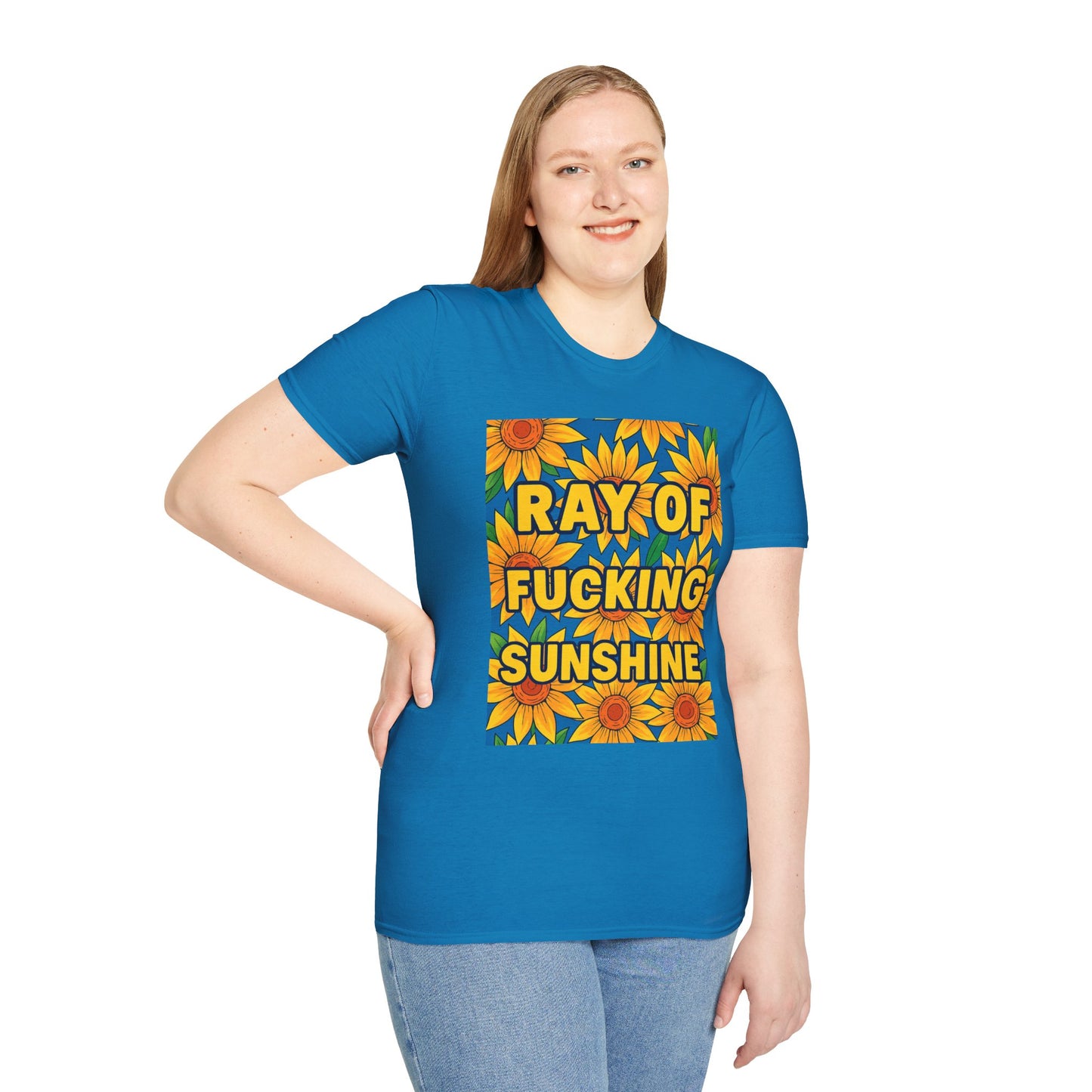 Cheerful Graphic Tee: "Ray of Fucking Sunshine" Unisex Softstyle T-Shirt | Gift for Friends, Casual Wear, Summer Vibes, Birthday Gift, [...]