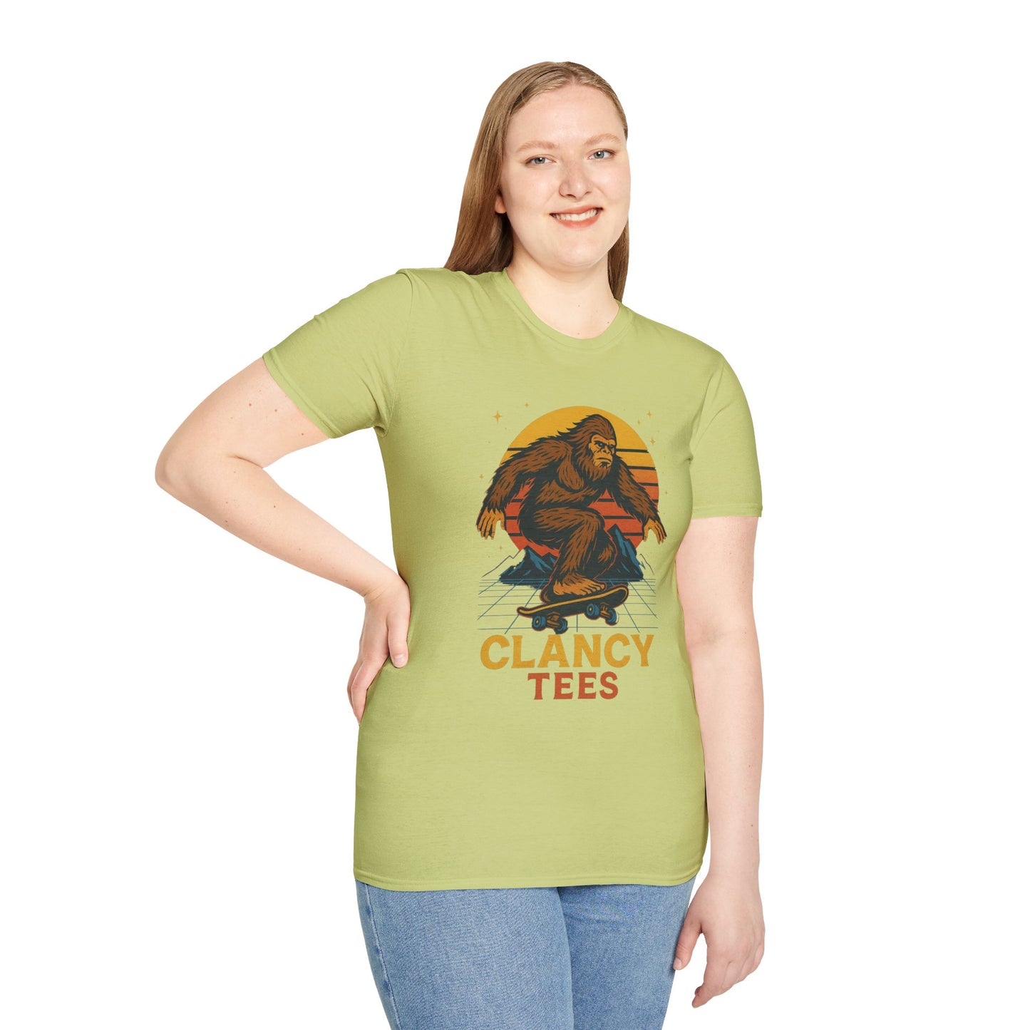 Bigfoot Skateboard Unisex T-Shirt, Retro Graphic Tee, Funny Gift for Skaters, Adventure Lovers, Summer Apparel, Men's and Women's Fashion