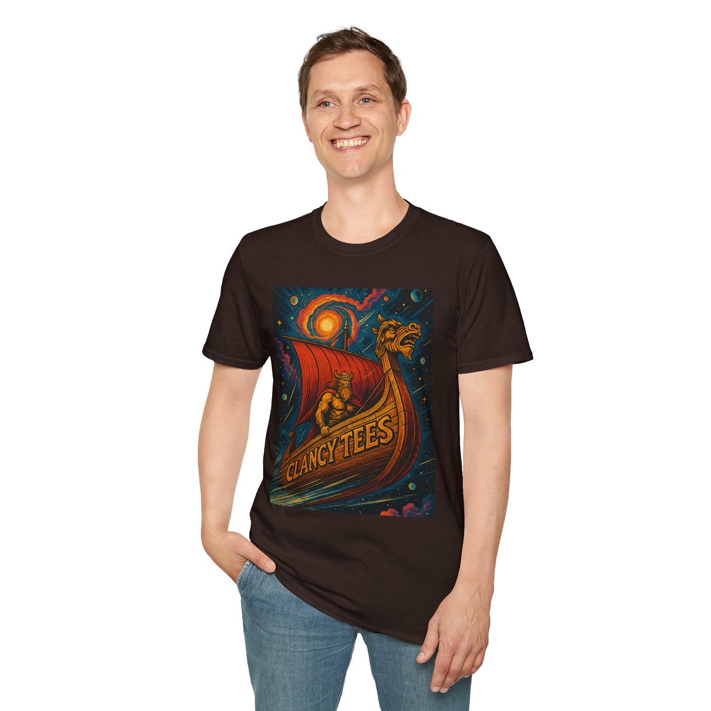 Viking Dragon Ship Shirt Norse Aesthetic Tee Mythology Graphic Gift for Fantasy Fans