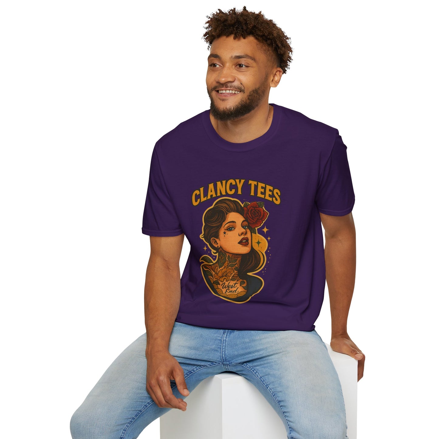 Vintage Tattoo-Inspired Unisex Softstyle T-Shirt, Unique Graphic Tee, Casual Statement Shirt, Perfect Gift for Friends & Festivals