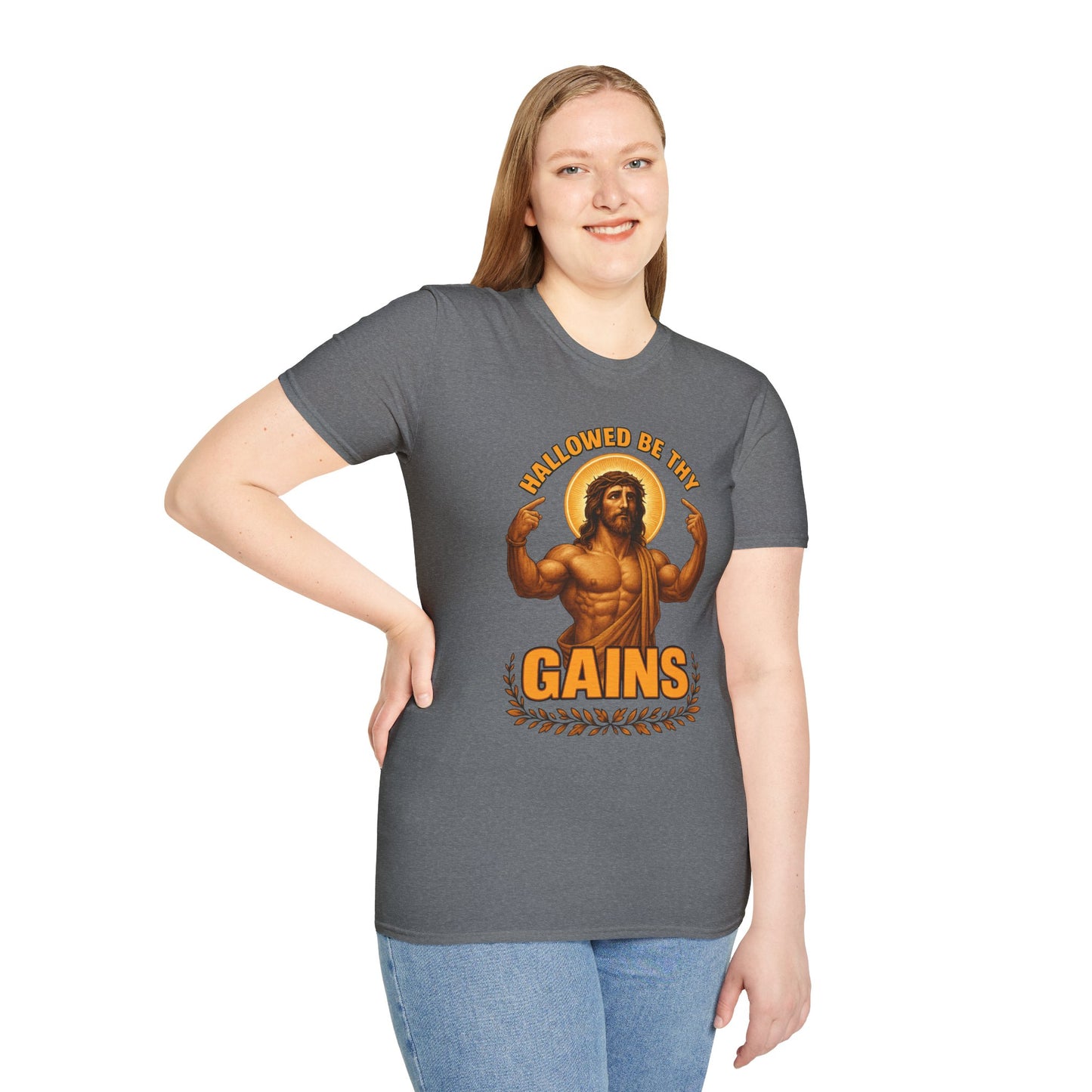 Jesus Gains Unisex T-Shirt, Funny Fitness Tee, Motivational Gym Shirt, Workout Apparel, Religious Gift, Christian Humor Clothing
