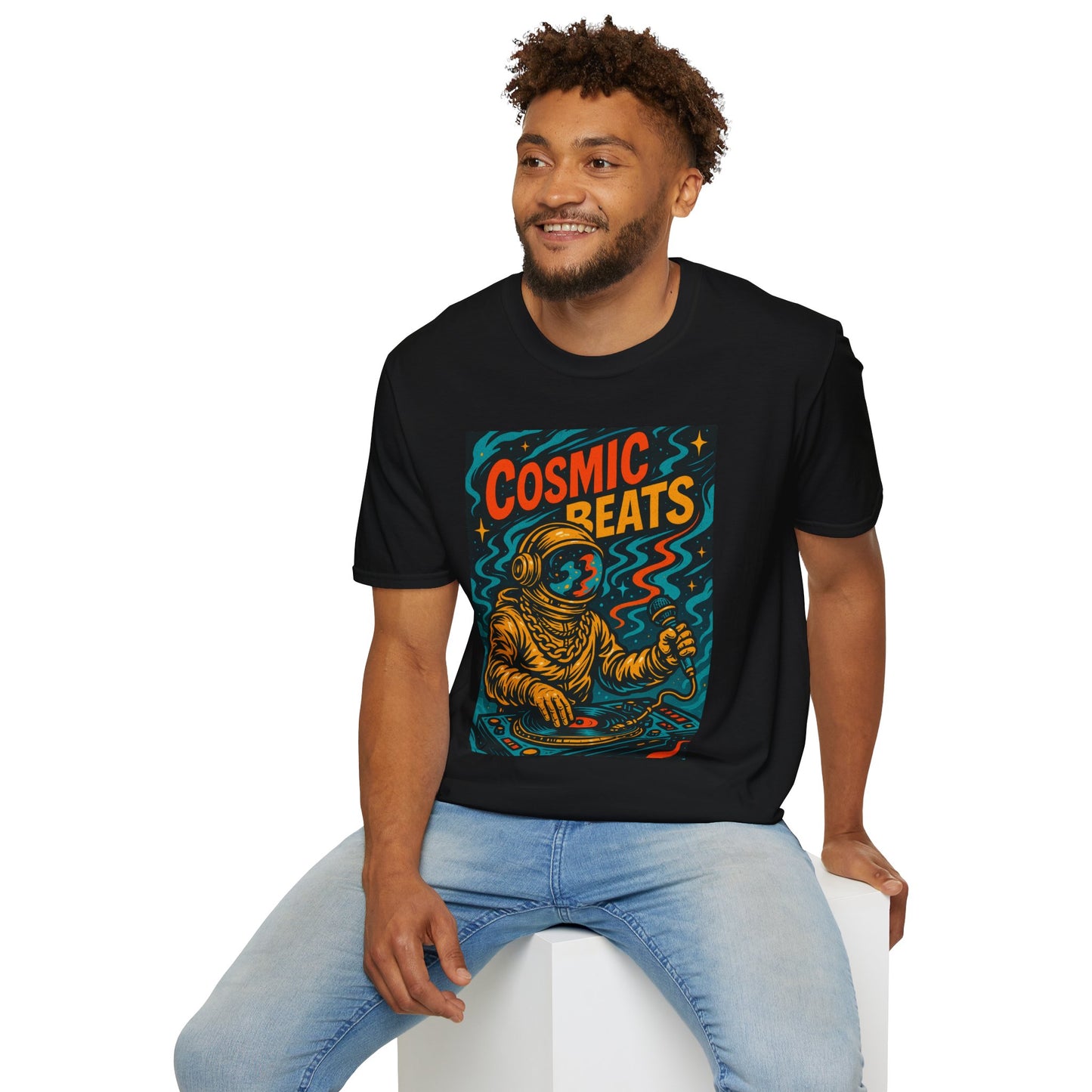 Astronaut DJ Shirt Cosmic Beats Tee Space Music Graphic Gift for EDM Lovers