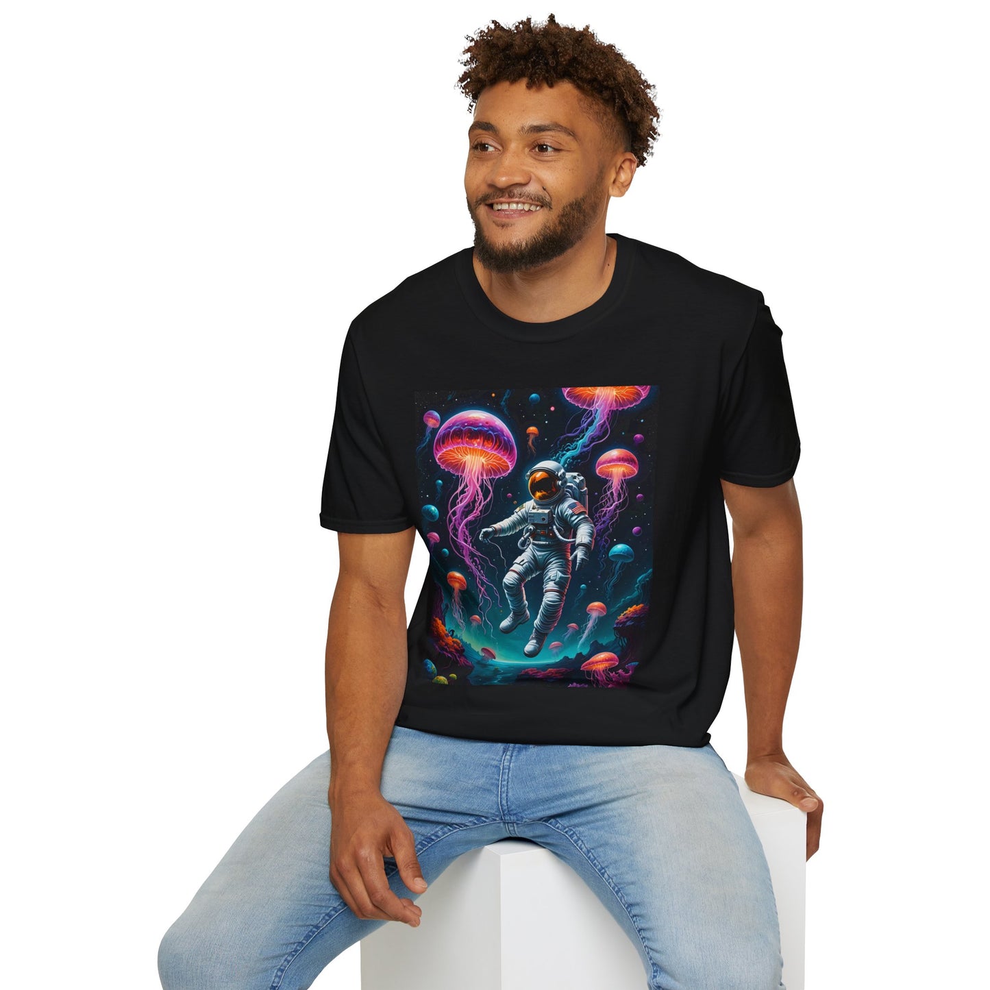 Cosmic Jellyfish T-Shirt, Astronaut Tee, Space Lover's Apparel, Unique Gift, Unisex Softstyle Shirt