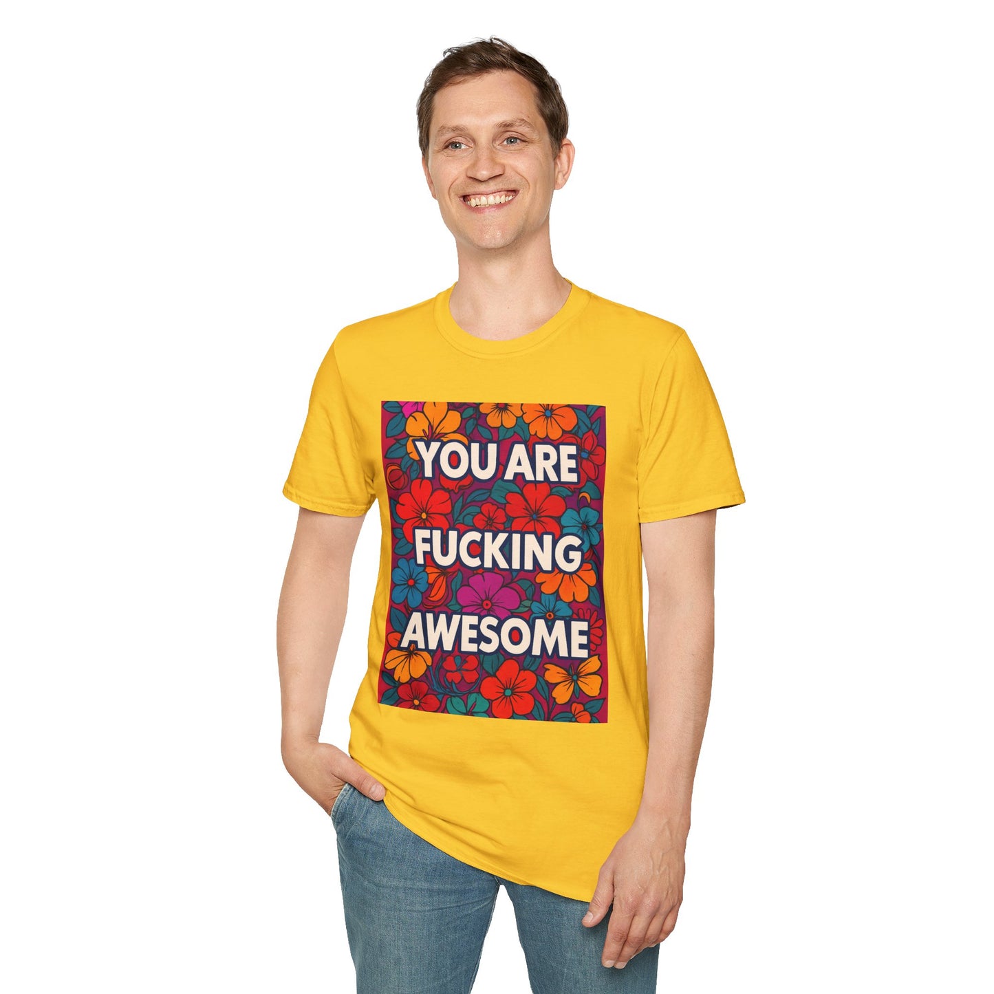 Colorful Inspirational Graphic T-Shirt, You Are Awesome Tee, Gift for Friends, Motivational Shirt, Casual Wear, Summer Vibes