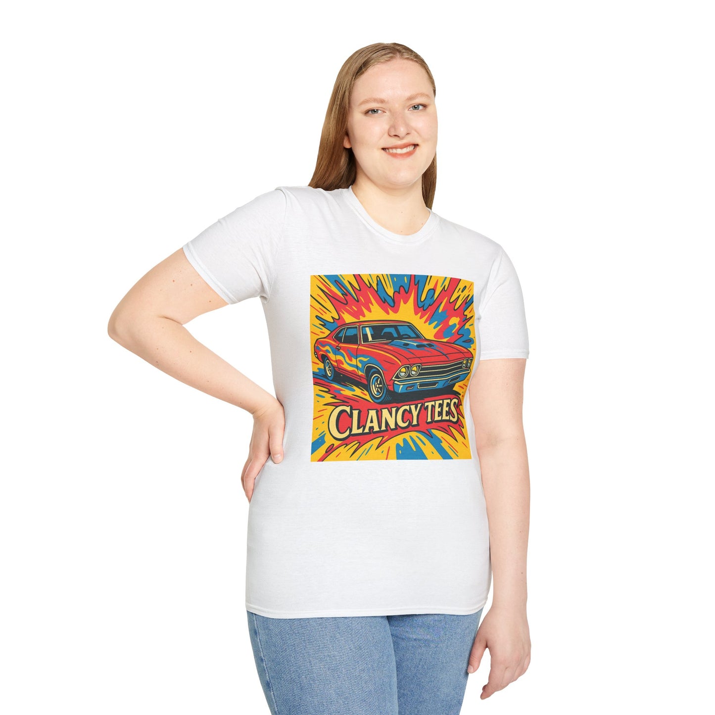 Muscle Car Graphic Tee with Retro Flames | Vintage Car Lover T-Shirt | Gift for Gearheads & Classic Ride Fans | Bold Hot Rod Shirt