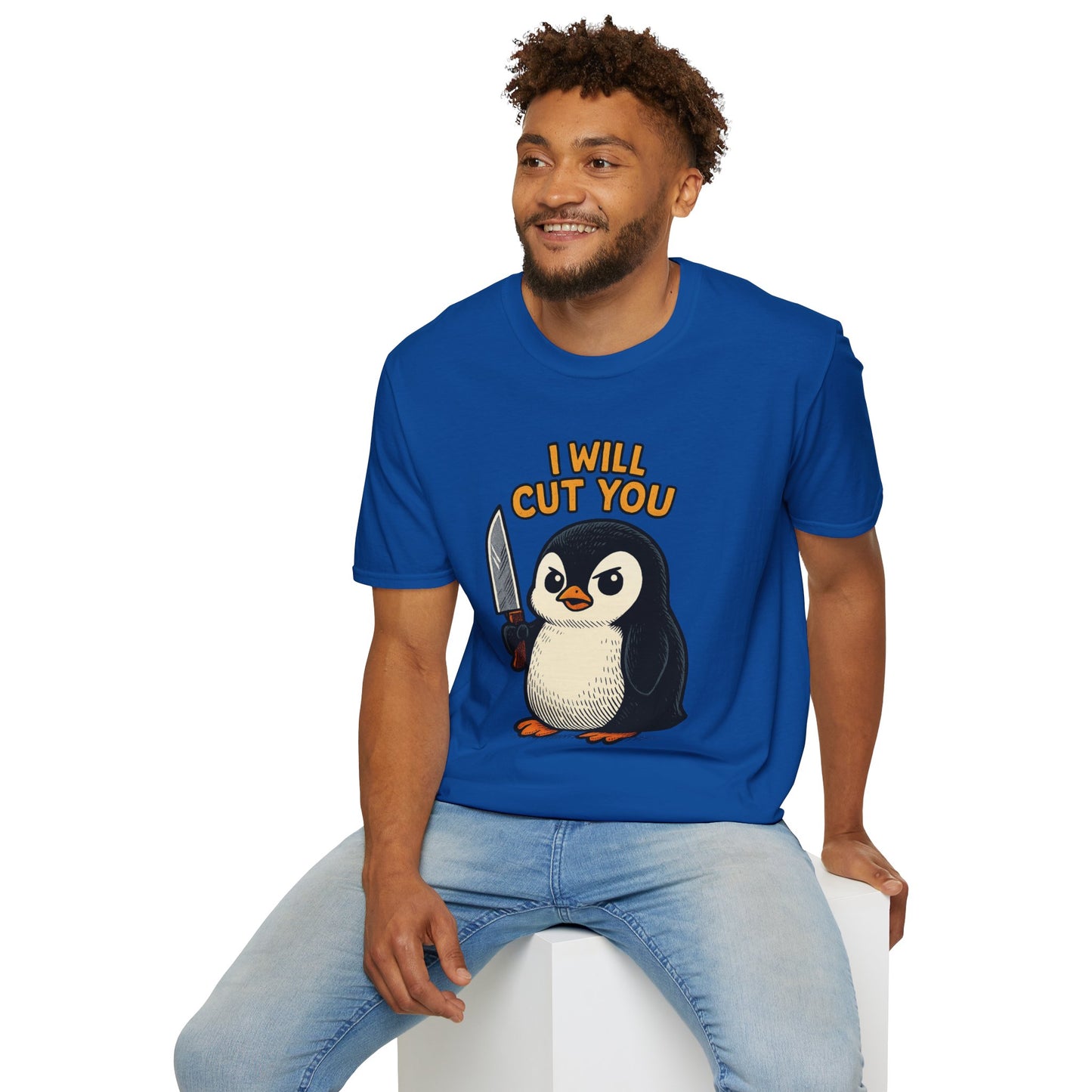 Angry Penguin Knife Shirt – Funny Animal Graphic Tee, Sarcastic Gift for Introverts, Cute but Deadly Humor Shirt