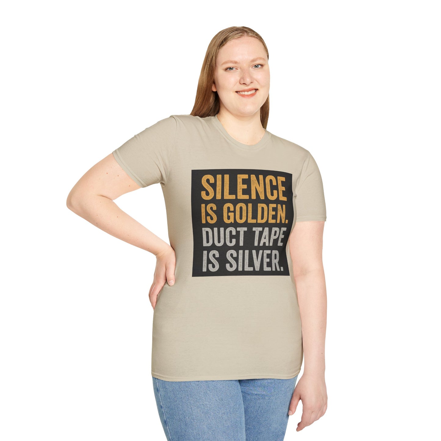 Funny Quote T-Shirt - Silence is Golden Duct Tape is Silver, Gift for Dad, Birthday Gift, Humorous Tee, Unisex Apparel, Casual Wear