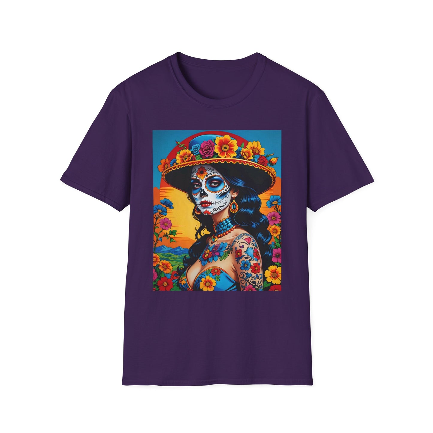 Sugar Skull Tattoo T-Shirt – Día de los Muertos Art Tee – Gift for Skull Art Fans, Tattoo Addicts, and Alternative Fashion Collectors