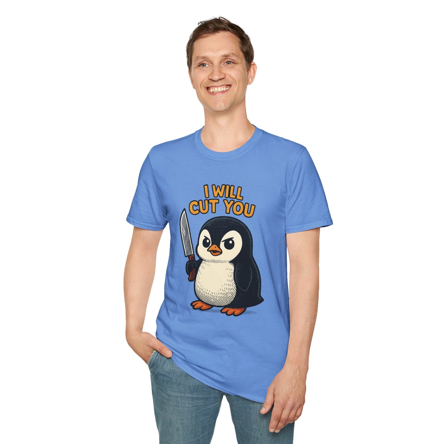 Angry Penguin Knife Shirt – Funny Animal Graphic Tee, Sarcastic Gift for Introverts, Cute but Deadly Humor Shirt