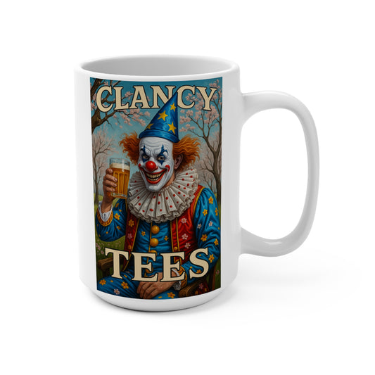 Creepy Clown Beer Mug Funny Horror Artwork Ceramic Coffee Cup Gift for Dark Humor Fans