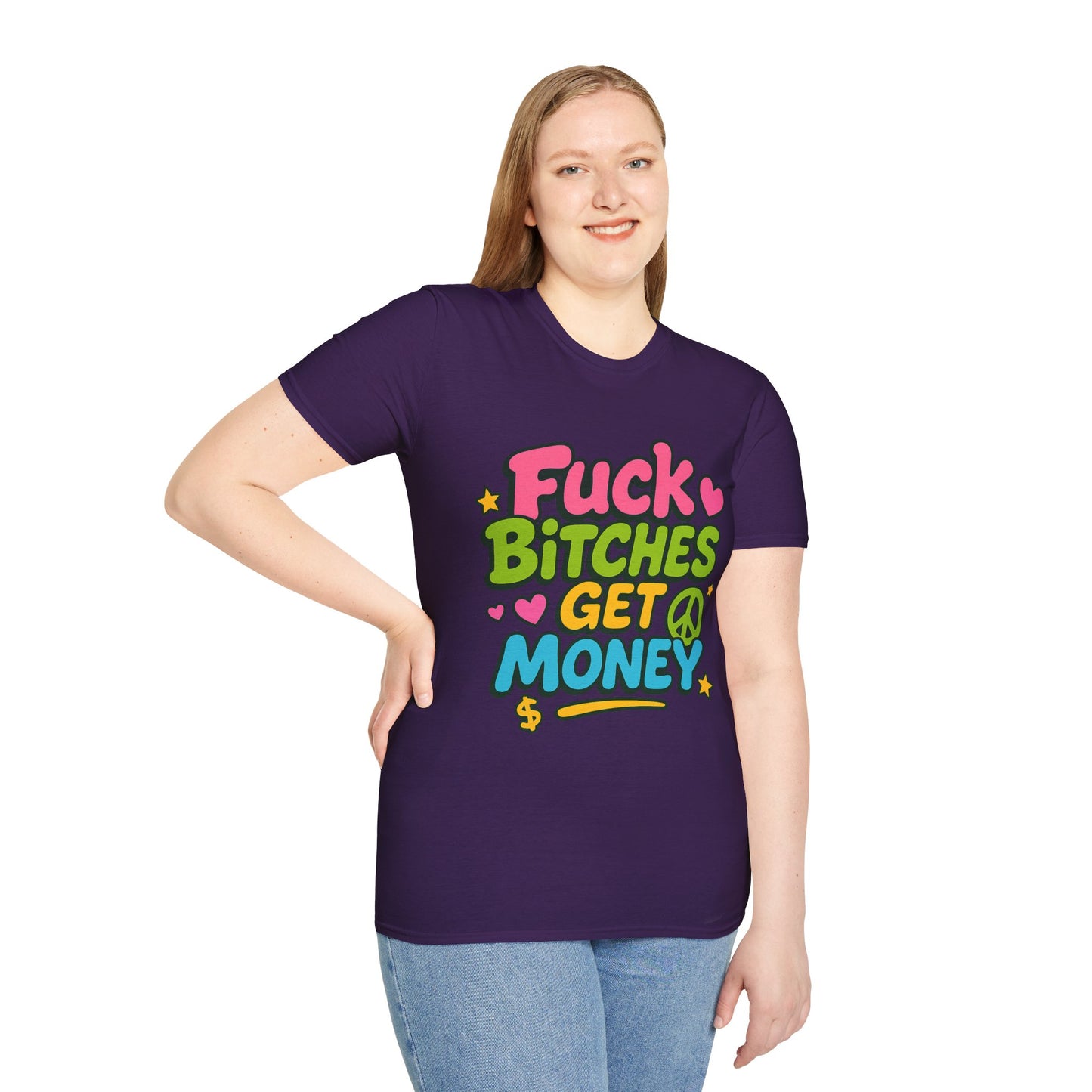 Fuck Bitches Get Money Shirt Funny Bold Graphic Tee Gift for Hustlers Savage Statement T-Shirt for Rebels Trolls Unfiltered Meme Culture Fans