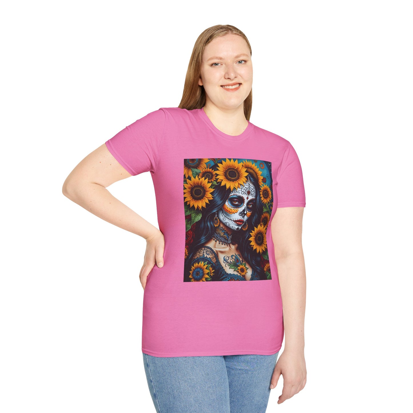 Day of the Dead Floral T-Shirt, Sugar Skull Tee, Unisex Halloween Shirt, Floral Art T-Shirt, Casual Everyday Wear
