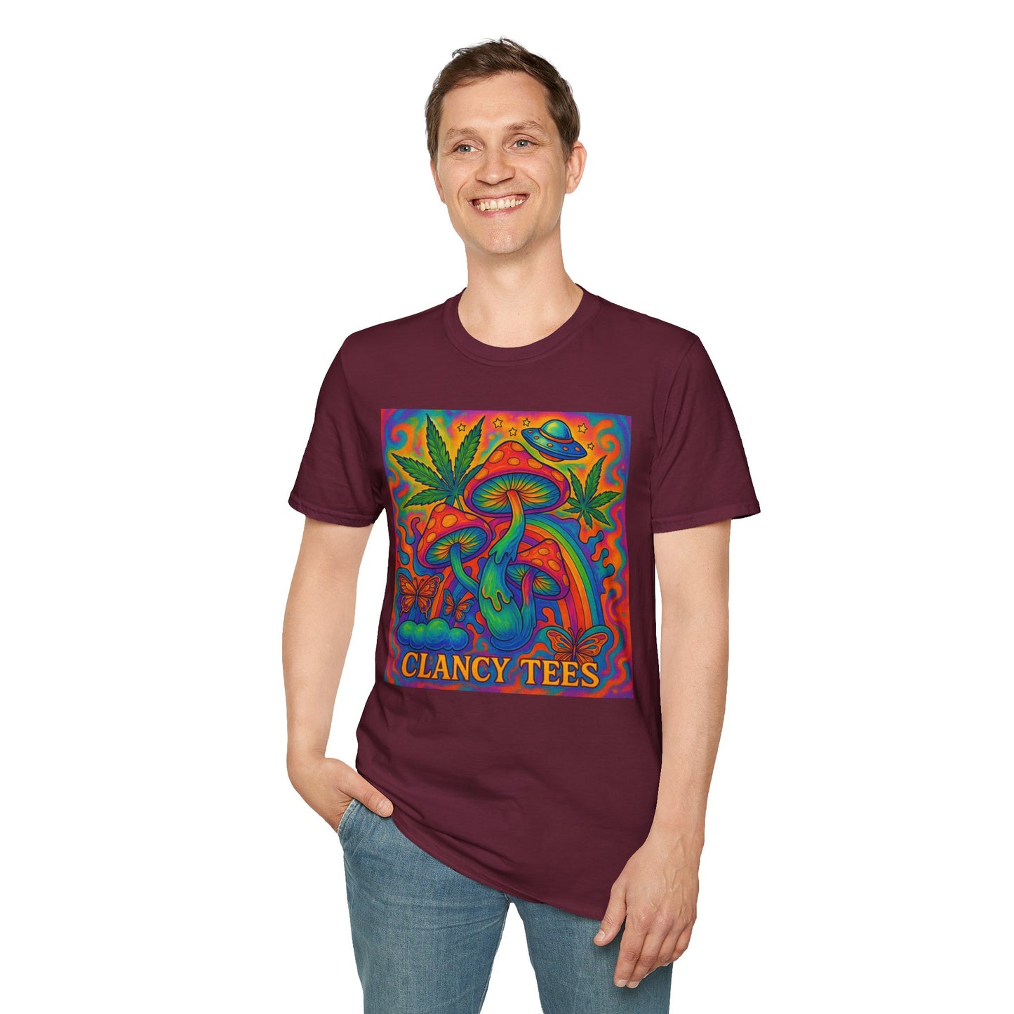 Colorful Psychedelic T-Shirt, Fun Graphic Tee for Music Festivals, Unique Gift for Friends, Retro Style Shirt, Unisex Softstyle Tee