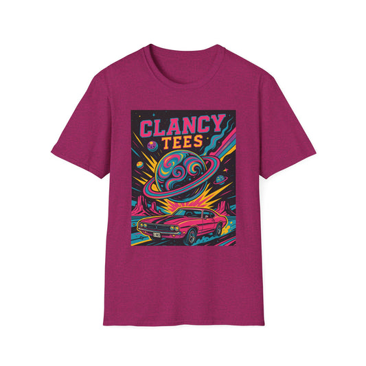 Retro UFO Car Crash Shirt – Clancy Tees Vaporwave Space Tee – Gift for Sci-Fi Fans, Vintage Car Lovers, Alien Believers, and 80s Aesthetic Addicts