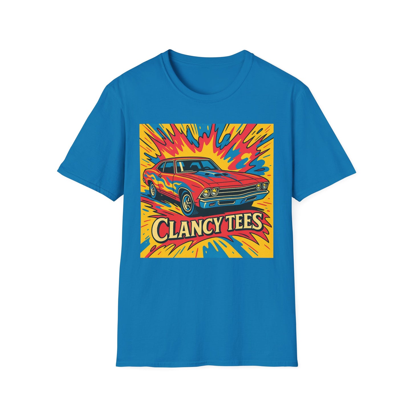 Muscle Car Graphic Tee with Retro Flames | Vintage Car Lover T-Shirt | Gift for Gearheads & Classic Ride Fans | Bold Hot Rod Shirt