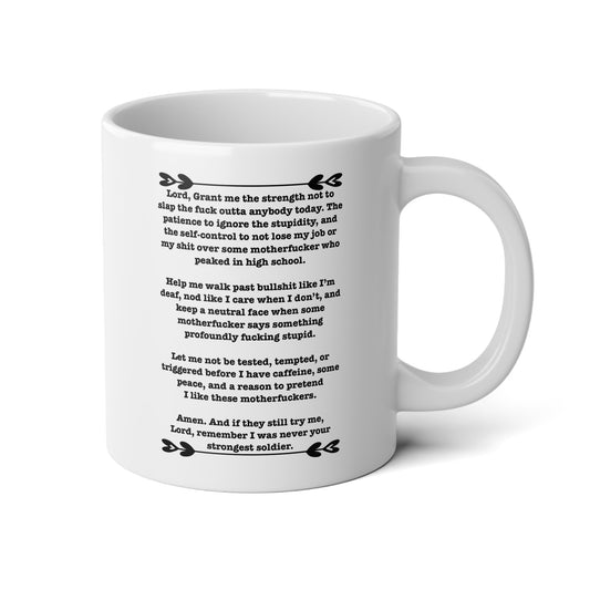 ClancyTees Serenity Prayer 20oz Coffee Mug Funny Oversized Profane Office Humor Sarcastic Morning Motivation