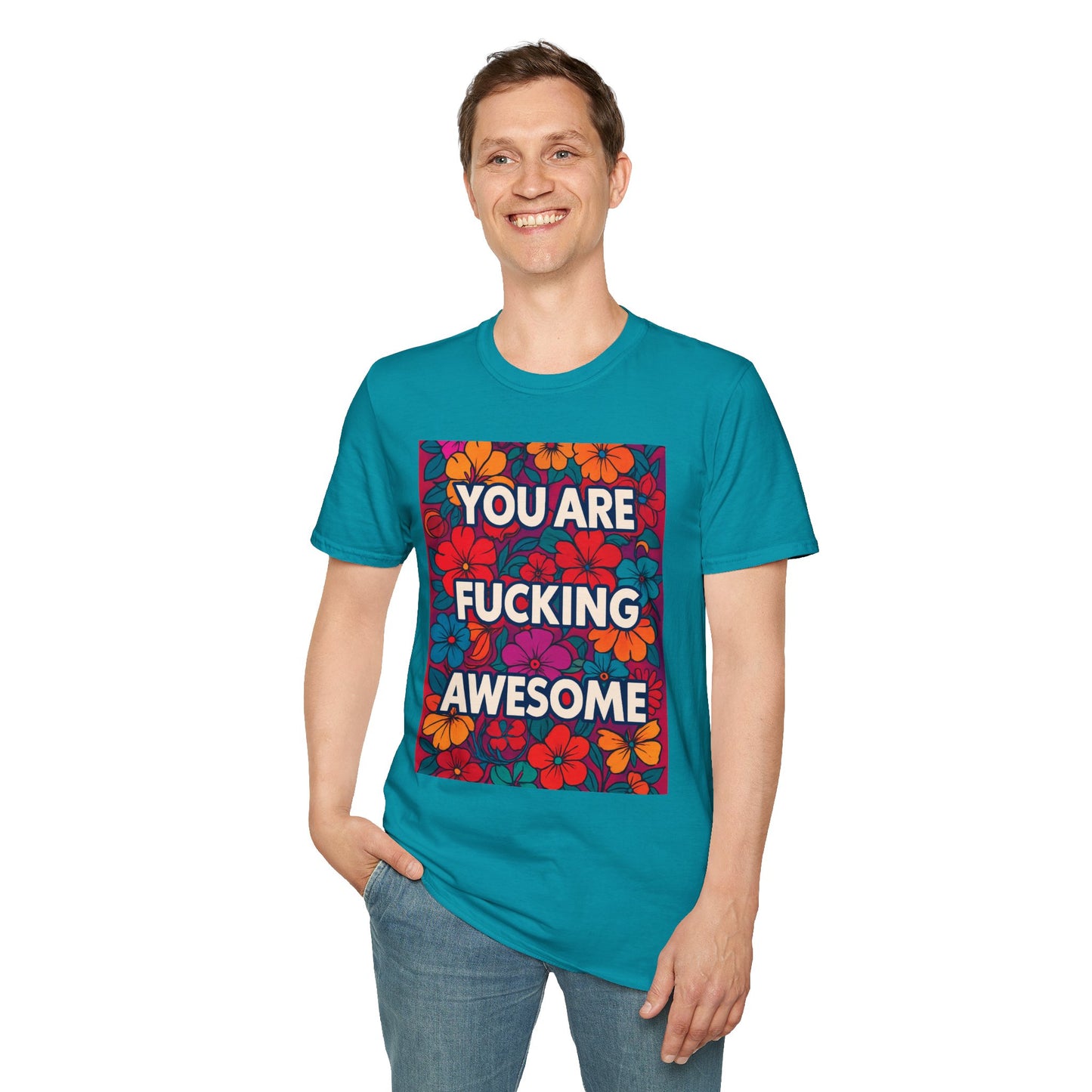 Colorful Inspirational Graphic T-Shirt, You Are Awesome Tee, Gift for Friends, Motivational Shirt, Casual Wear, Summer Vibes