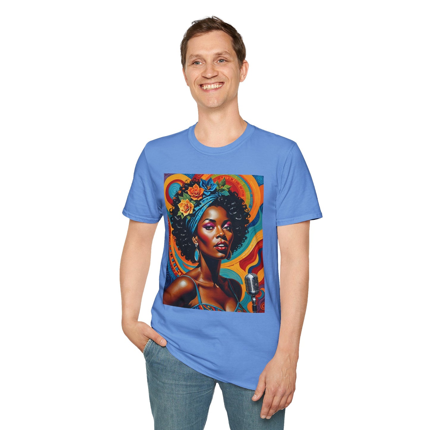 Afrofuturist Soul Singer T Shirt Cosmic Jazz Graphic Tee Retro Funk Fashion Music Artwork Top Gift for Soul Fans