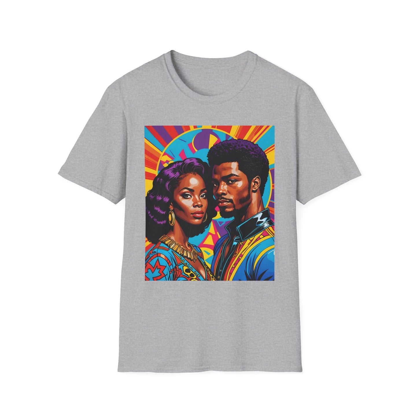Vibrant Retro-Inspired Unisex Softstyle T-Shirt, Colorful Art Tee, Black History Month Shirt, Casual Streetwear, Gift for Art Lovers