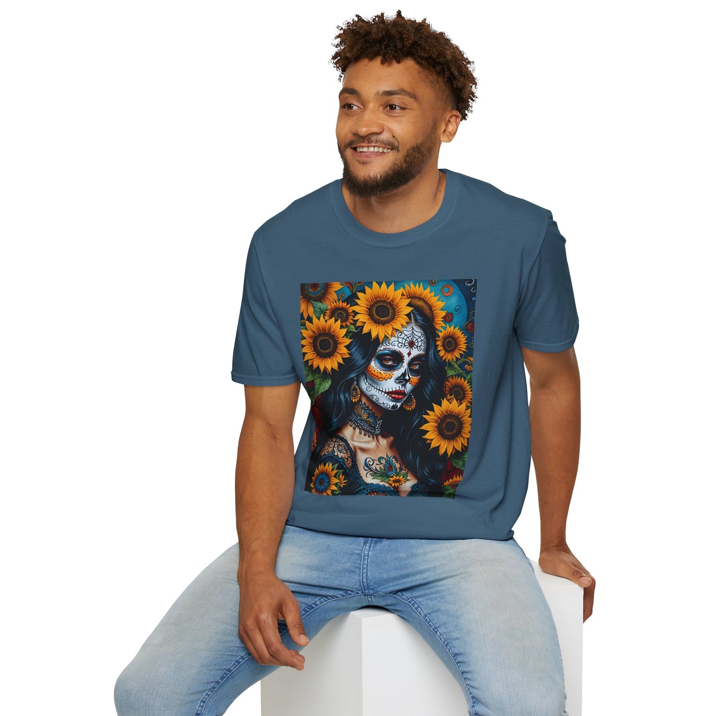 Day of the Dead Floral T-Shirt, Sugar Skull Tee, Unisex Halloween Shirt, Floral Art T-Shirt, Casual Everyday Wear