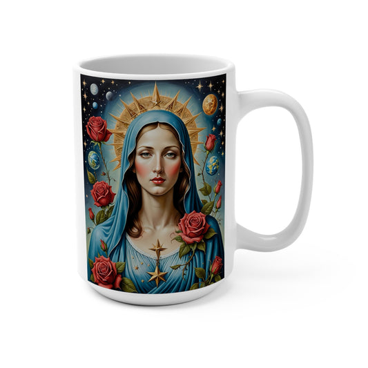 Cosmic Madonna Mug Spiritual Goddess Artwork Ceramic Coffee Cup Gift for Art Lovers