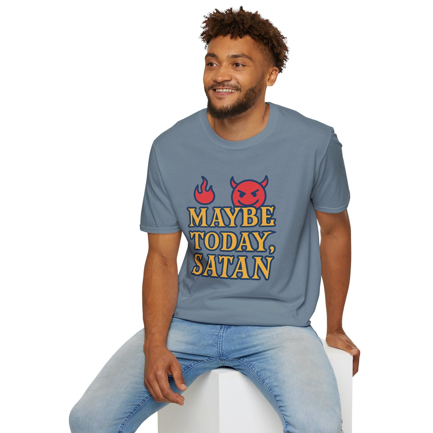 Maybe Today Satan Shirt – Funny Sarcastic Devil Tee | Bold Anti-Motivation Graphic | Snarky Spiritual Humor Shirt | Clancy Tees Original