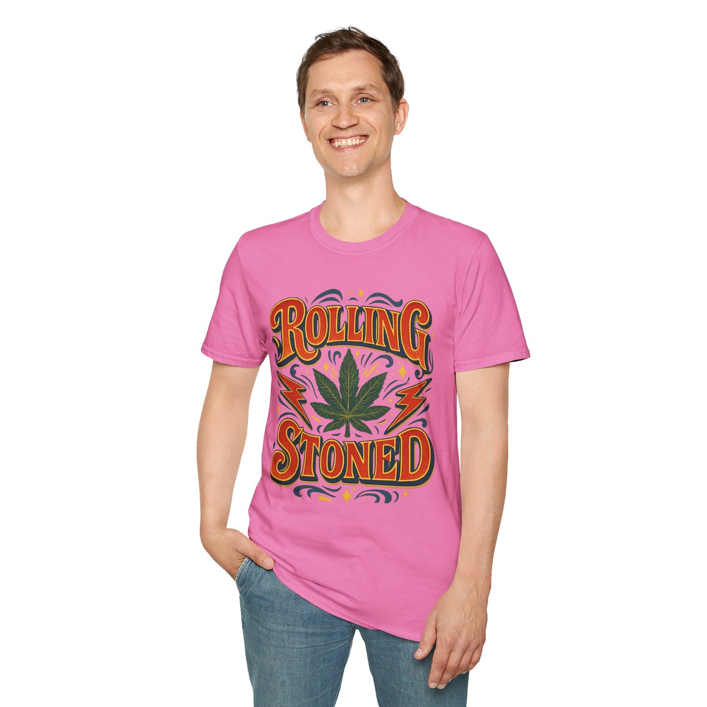 Rolling Stoned Weed Shirt – Funny Cannabis Leaf Tee – Gift for Potheads, 420 Smokers, Stoner Music Fans, and Chill Marijuana Enthusiasts