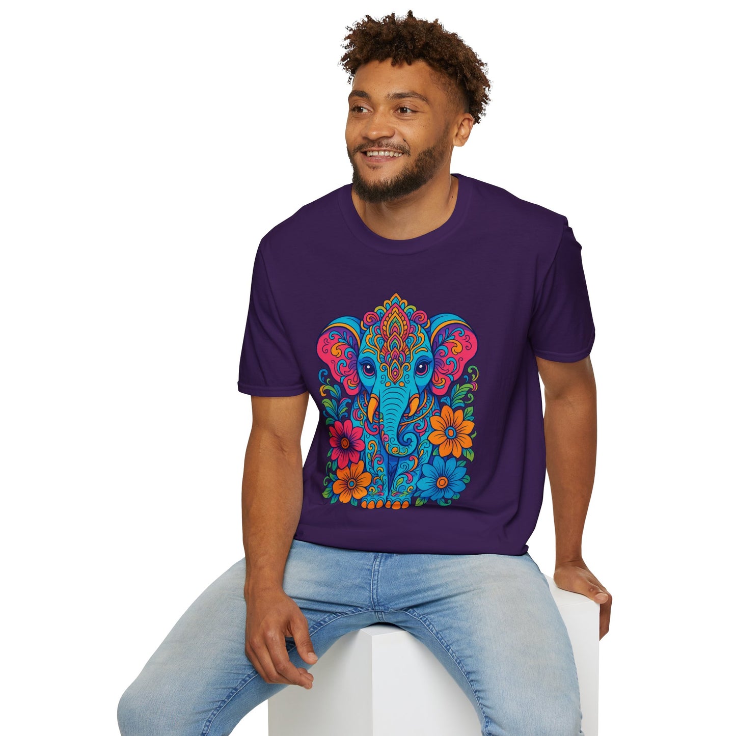 Colorful Elephant Shirt Trippy Boho Floral Art Tee Gift for Yoga Lovers Psychedelic Animal Fans and Free Spirits Who Rock Vibrant Festival Style