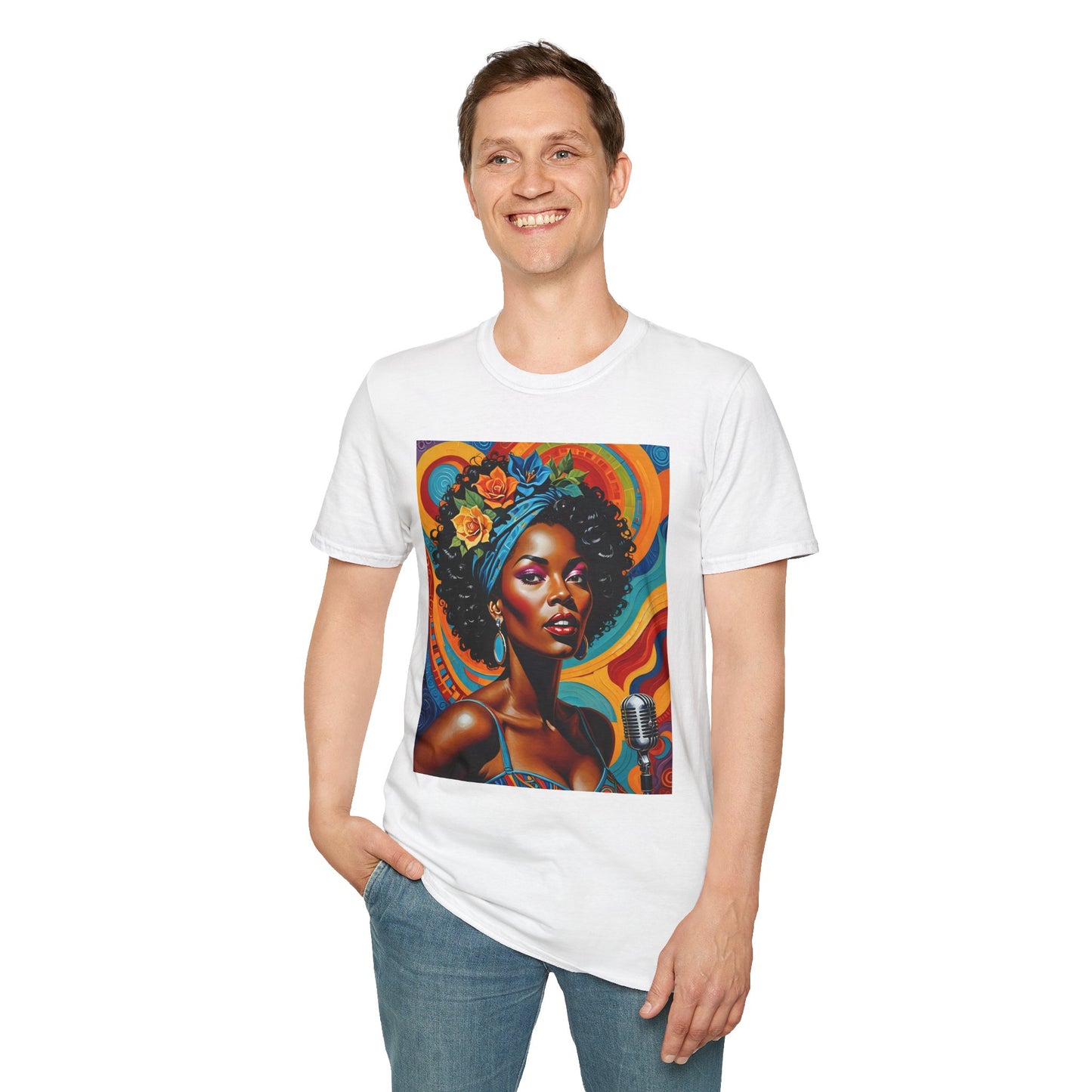 Afrofuturist Soul Singer T Shirt Cosmic Jazz Graphic Tee Retro Funk Fashion Music Artwork Top Gift for Soul Fans