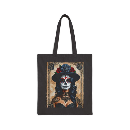 Day of the Dead Tote Bag, Vintage Skull Art Bag, Eco-Friendly Shopping Tote, Boho Style Handbag, Halloween Gift Idea, Decorative Carryall