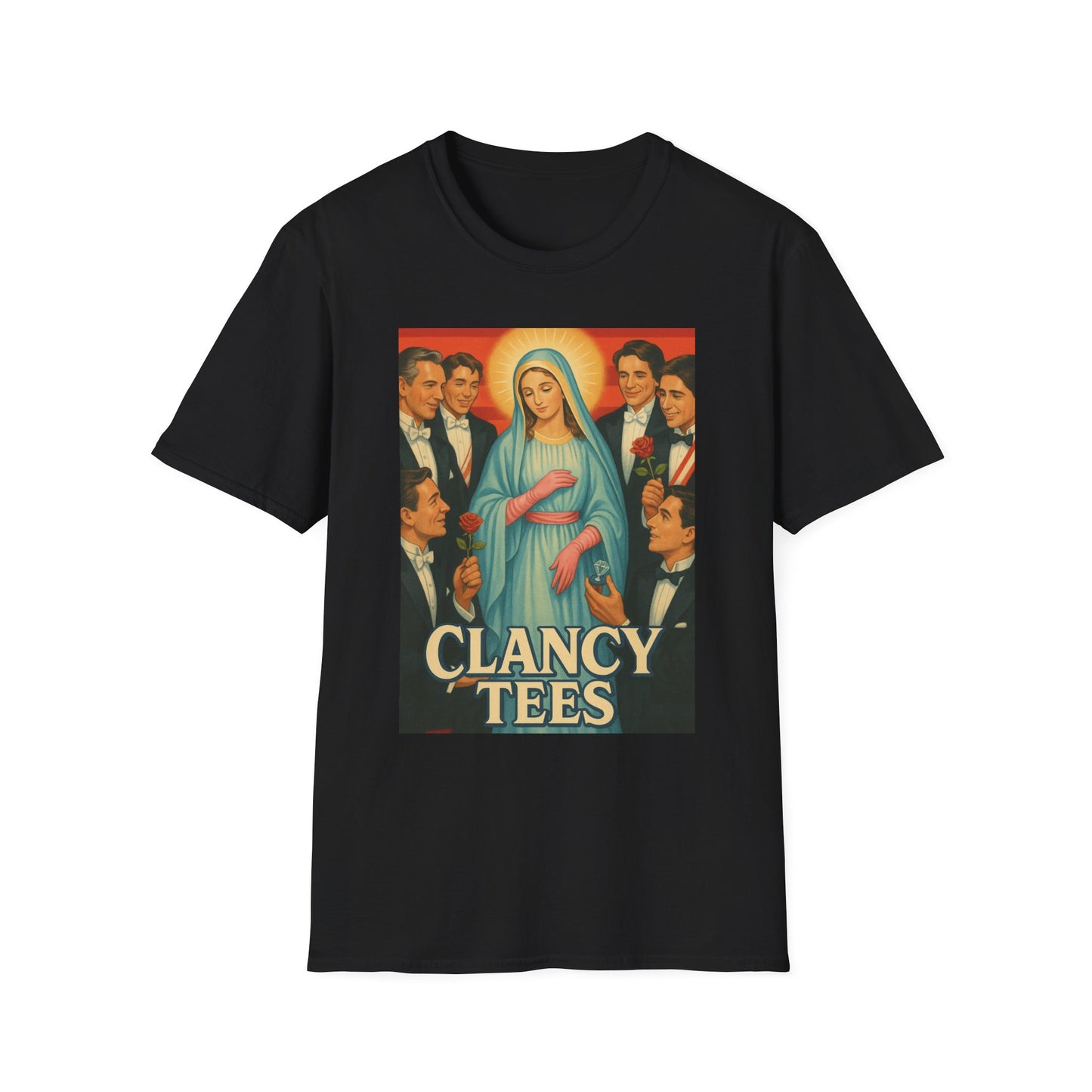 Vintage Madonna Graphic Tee, Unisex Virgin Mary Softstyle T-Shirt, Retro Art Shirt, Gift for Artsy Friends, Festival Attire, Casual Wear