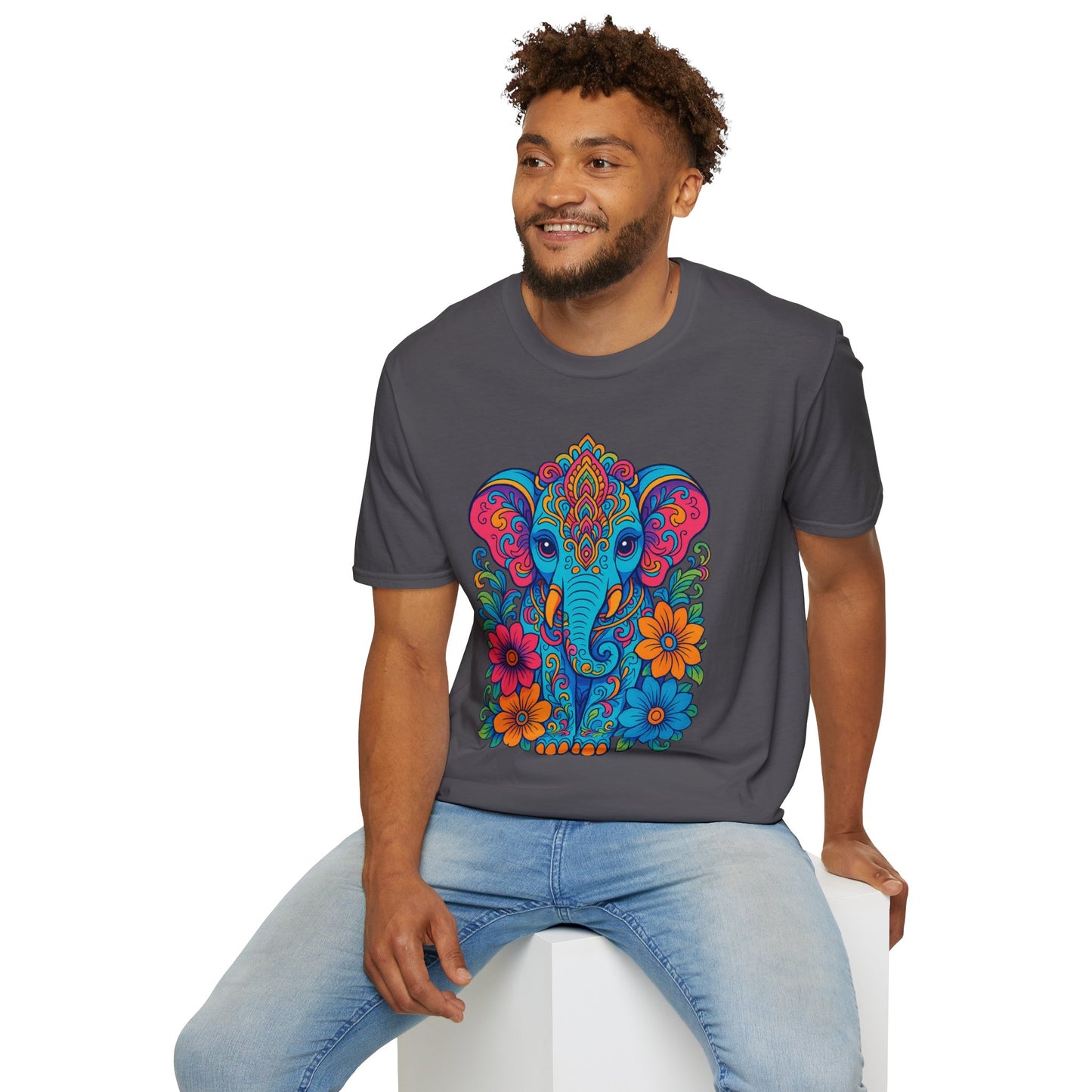 Colorful Elephant Shirt Trippy Boho Floral Art Tee Gift for Yoga Lovers Psychedelic Animal Fans and Free Spirits Who Rock Vibrant Festival Style
