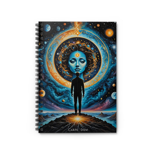 Cosmic Inspiration Spiral Notebook - Carpe Diem, Journal, Gift for Writers, Starry Design, Inspirational Notepad