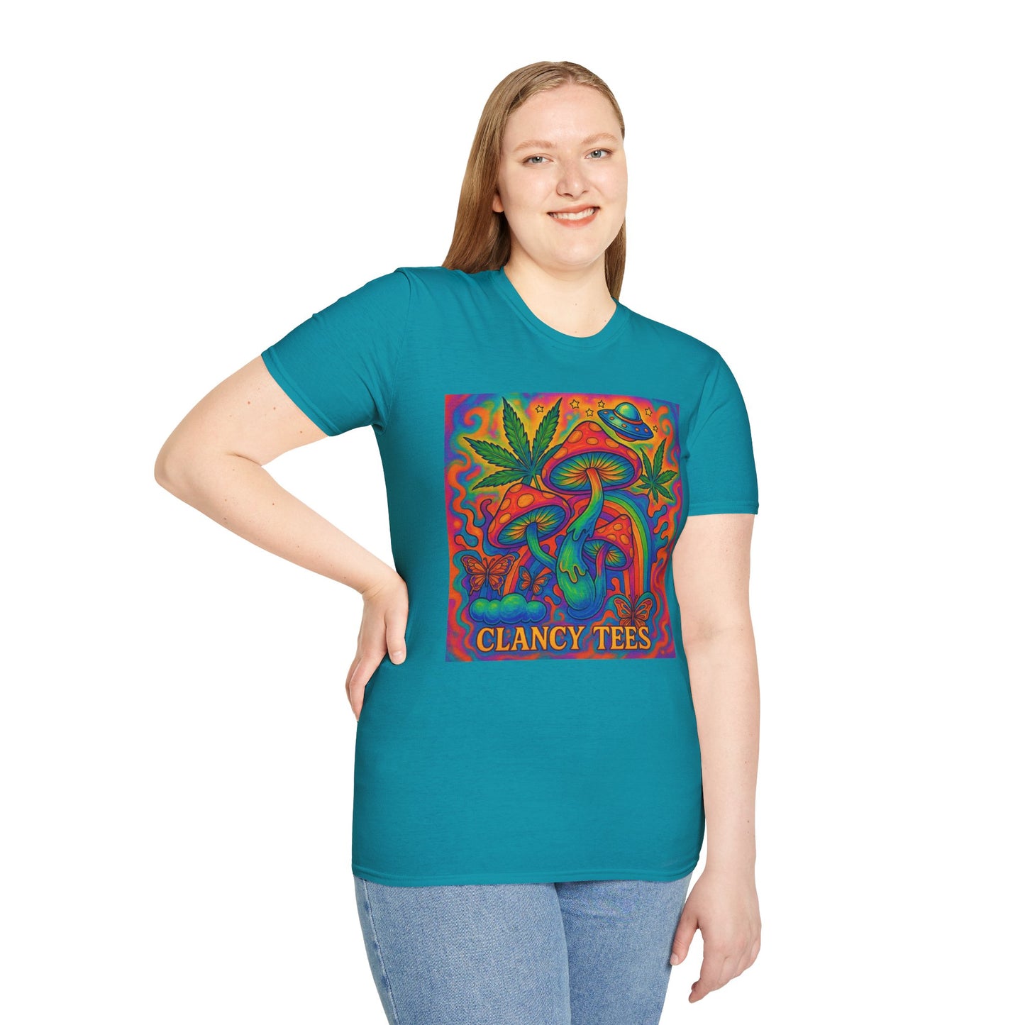 Colorful Psychedelic T-Shirt, Fun Graphic Tee for Music Festivals, Unique Gift for Friends, Retro Style Shirt, Unisex Softstyle Tee