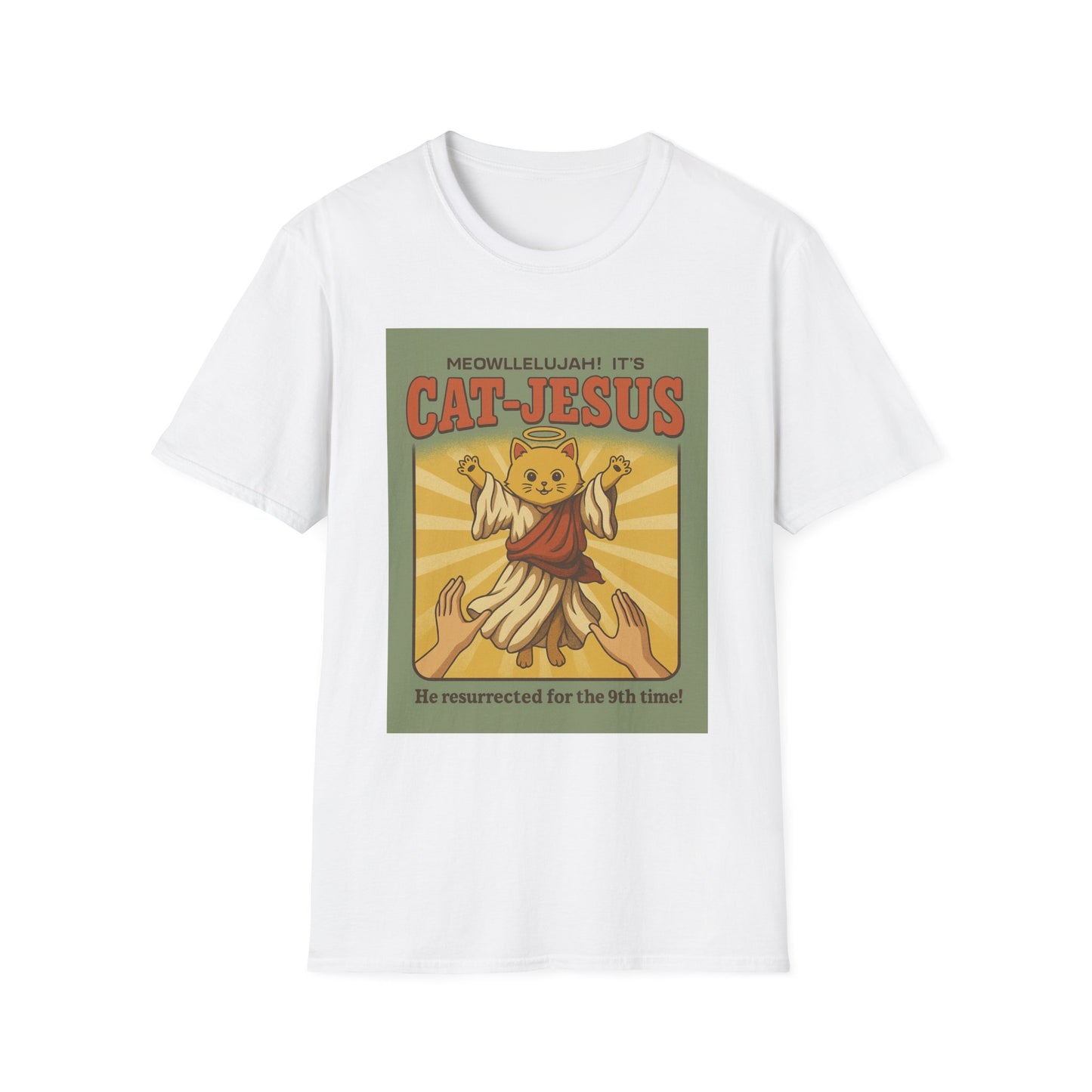 Cat Jesus Funny Resurrected Cat Shirt Meow Hallelujah Tee for Cat Lovers Faith and Felines Fans of Holy Humor and Nine Lives Resurrection Gags