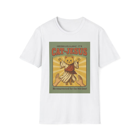Cat Jesus Funny Resurrected Cat Shirt Meow Hallelujah Tee for Cat Lovers Faith and Felines Fans of Holy Humor and Nine Lives Resurrection Gags