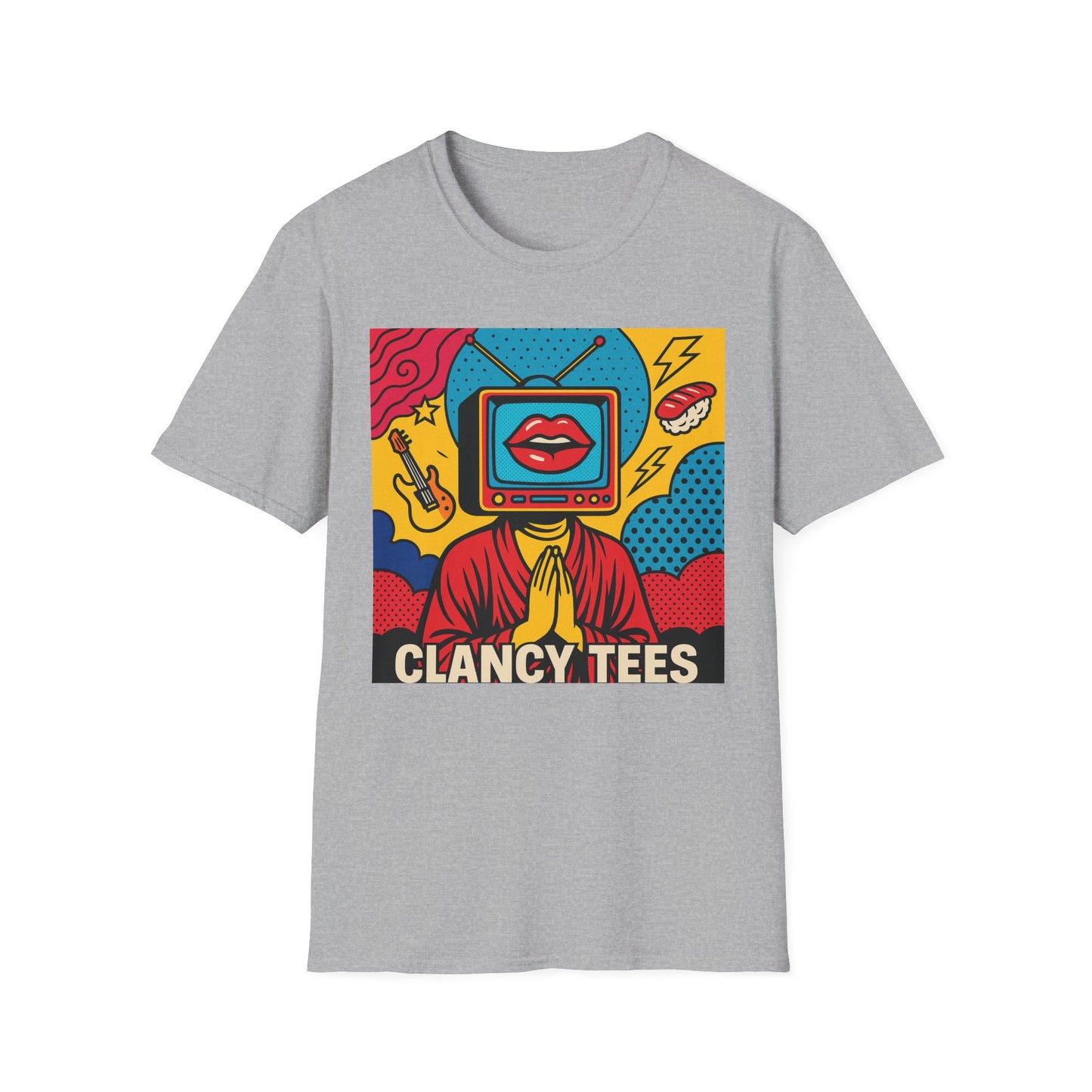 Pop Art TV Head T Shirt for Creatives Graphic Tee for Artists Gift for Surreal Art Lovers Unisex Visual Commentary Shirt