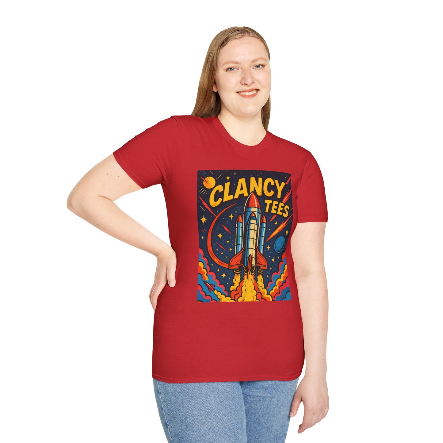 Retro Rocket Ship Shirt Outer Space Graphic Tee | Psychedelic Galaxy Print Top | Gift for Space Nerds and Dreamers | Astronaut Aesthetic Tee