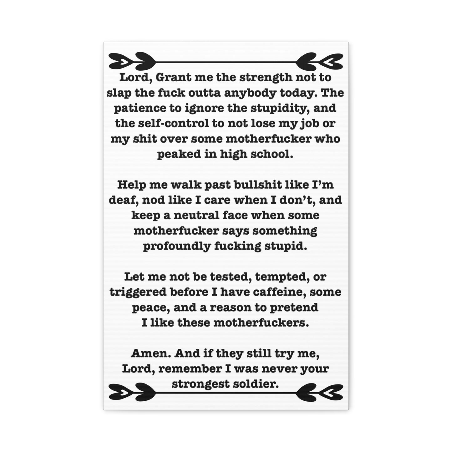 ClancyTees Serenity Prayer Canvas Wall Art Funny Profane Office Decor Sarcastic Home Gift