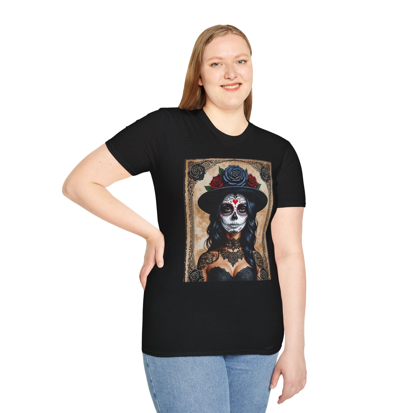 Sugar Skull T-Shirt – Gothic Calavera Tattoo Art Tee – Gift for Skull Collectors, Tattoo Lovers, and Dark Aesthetic Fans