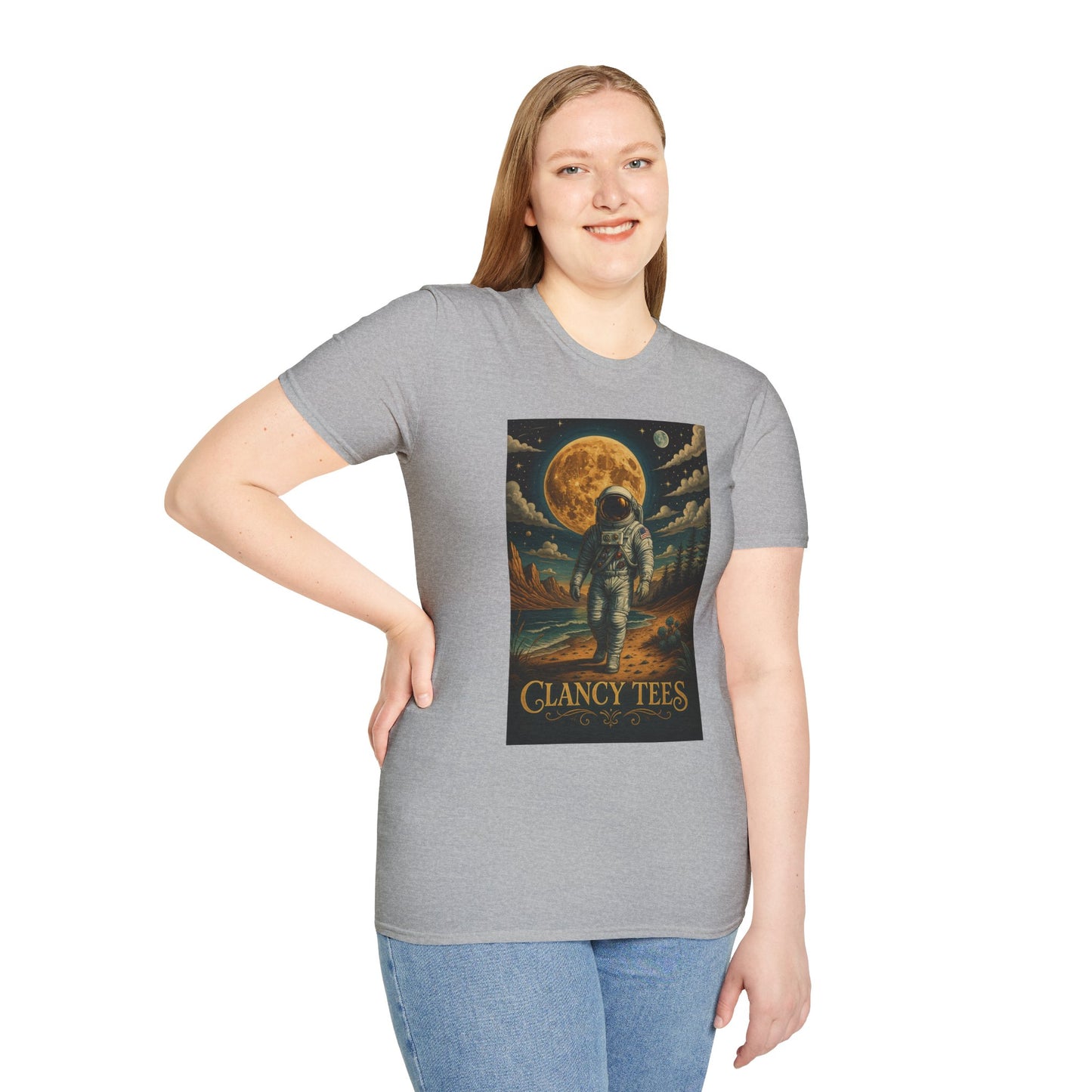 Astronaut Adventure Unisex Softstyle T-Shirt | Cosmic Space Shirt, Graphic Tee for Space Lovers, Gift for Nerds, Casual Wear