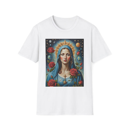 Artistic Virgin Mary T-Shirt, Vintage Graphic Tee, Religious Shirt, Christian Gift, Casual Wear